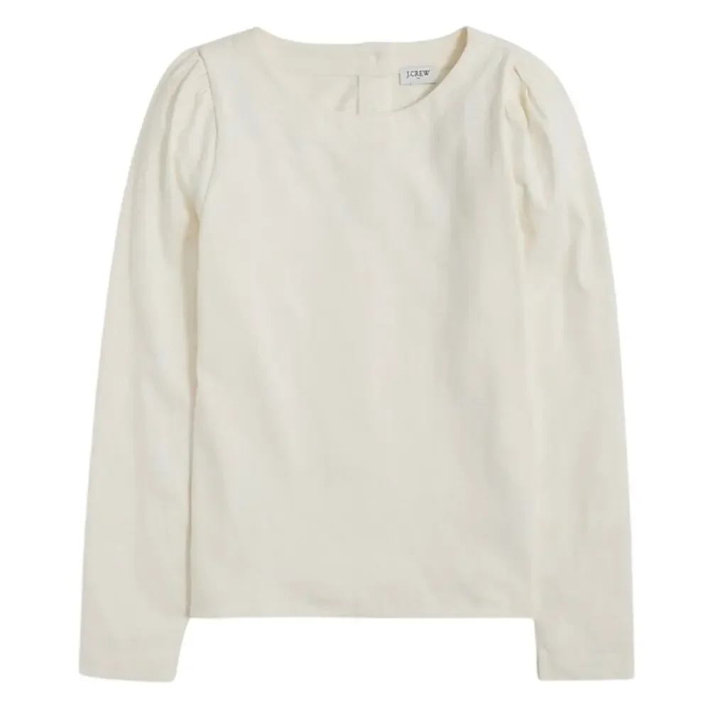 J.Crew Puff-Sleeve Gold Button Back Striped Top Ivory Size Small NWT